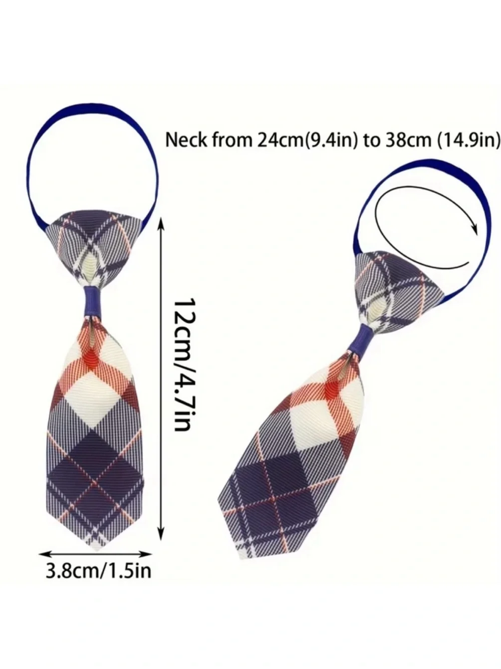 Pet Neck Tie Collar Plaid Beige & Brown Pattern Adjustable 🎀 OS